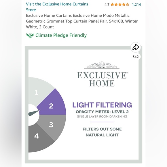 4 Curtain Panels, Grommet Top, White & Silver Metallic, Lvl 2 Filtering, 108X54 - Picture 8 of 8